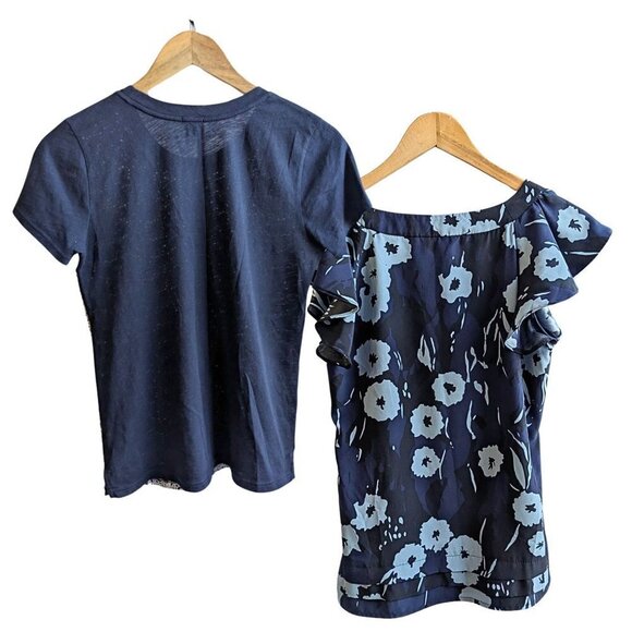 J.CREW & BANANA REPUBLIC Deep Blue Preppy Spring Short Sleeve Tops Set Size XS - Picture 5 of 5